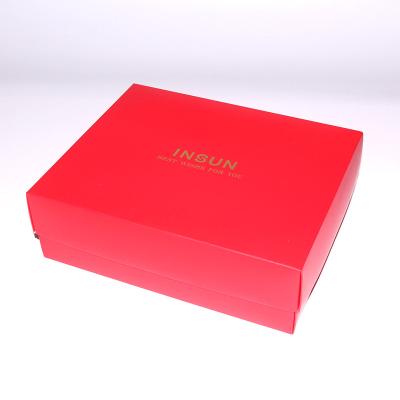 China Wholesale Custom Red Materials Logo Red Premium Recycled Cardboard Paper Gift Wig Garment Underwear Heaven And Earth Luxury Cover With Bottom Gift Box for sale