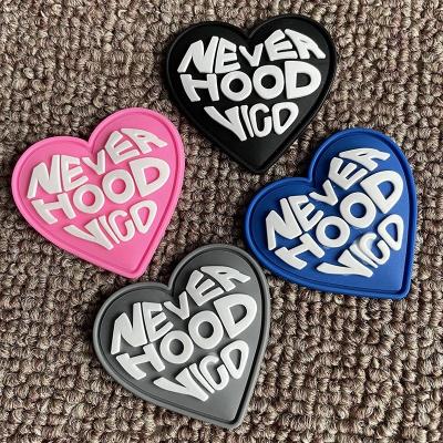 China Low MOQ Washable Customized Love Patches PVC Patch 3D Silicone Patch Women Clothing Label Kids Bag Tags for sale