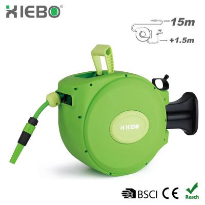 China Adjustable Automatic Garden Water Hose Reel 15m PVC Rewind Hose XBW-D02 for sale