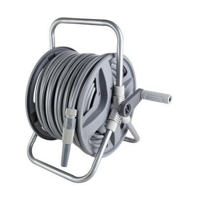 China Adjustable Portable 40m Free Standing Hose Reel Holder Garden Cart Water Pipe Hose Carrier for sale