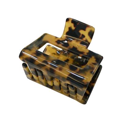 China Eco-friendly Large Geometric Hollow Square Leopard Tortoiseshell Acetate Hair Clip For Women Hair Accessories for sale