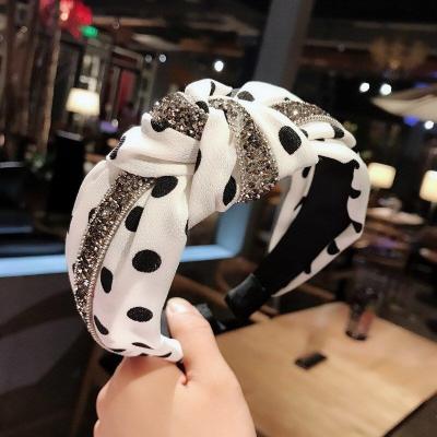 China Vintage Dot Printing Headband Women Wire Soft Hair Band Adjustable Multi Use Headband Hair Accessories for sale