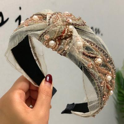 China Soft Hair Accessories Women Hair Accessories Korean Handmade Bow Flower Circles Headband Simulation Pearl Headband Wedding Ornaments for sale