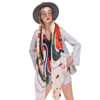 China Big Brand Scarves Women Polyester Scarf Elegant Silk Shawl Female Scarves High Quality Print Hijab Wrap for sale