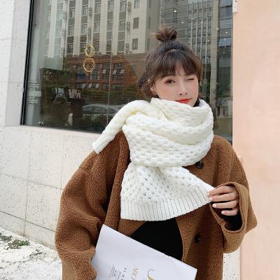 China Female autumn and winter new solid color warm soft comfortable thick woolen scarf deeply knit handmade scarf women scarves for sale