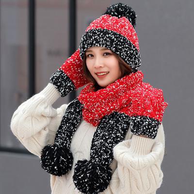 China Lovely Gifts Hat Solid Warm Cute Scarf Kids Autumn Winter Beanie Hats Women Winter Female Hat Knitted Hats Scarf Set Beanie Ski Caps Woman for sale