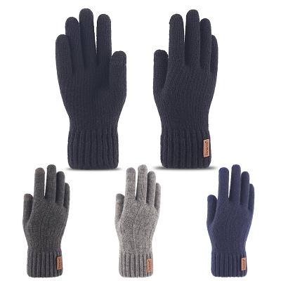 China Thicken Warm Wool Cashmere Men Solid Gloves Winter Men Knitted Gloves Touch Screen Business High Quality Male Mitten Thicken Wool Warm Cashmere Men Solid Gloves for sale