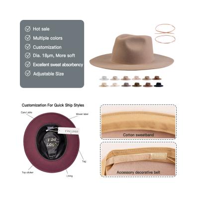 China Custom Picture Brand Wholesale Light Brown Wide Brim Wool Men Felt Felted Hat Hats Completely Handmade for sale