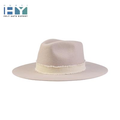 China Picture New Arrival High Quality 100% Wool Brim Pink Felt Hat Wide Brim Hats For Mens Ladies for sale