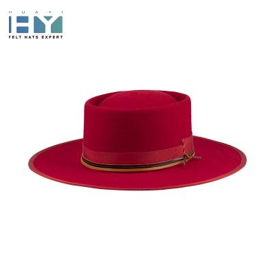 China Picture ladies hats 100% wool porkin pie flat australian fashion hats for women with wide brim for sale