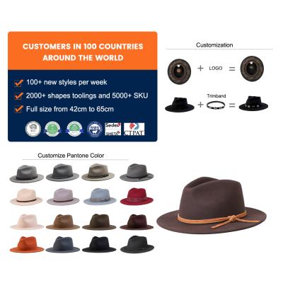 China Huayihats Ruediger 2021 New Image Decoration Classic Dark Brown Indoor Wide Brim Felt Fedora Style Hats For Men for sale