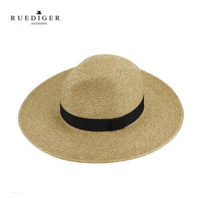 China Picture Custom Design Panama Style Adult Beach Yellow Wide Brim Felted Hat Straw Sun Hats for sale