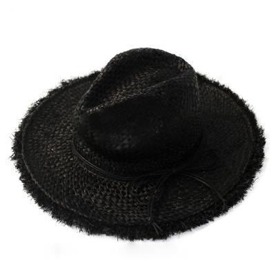 China Checked Classic Styled Ribbon Band Raffia Elegant Vintage Straw Hats for sale