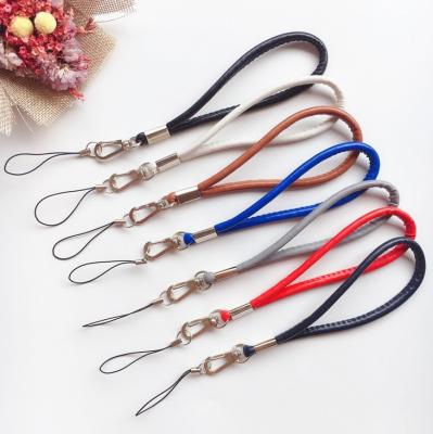 China Wholesale Colorful Japanese Style Fashion Promotional Gift Braided PU Leather Lanyards Neck Strap With Silver Metal Hook For ID Card Holder for sale