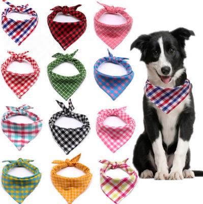 China Wholesale Viable Viable Washable Pet Bandanas Adjustable Plaid Triangle Dog Scarf Bandana for sale