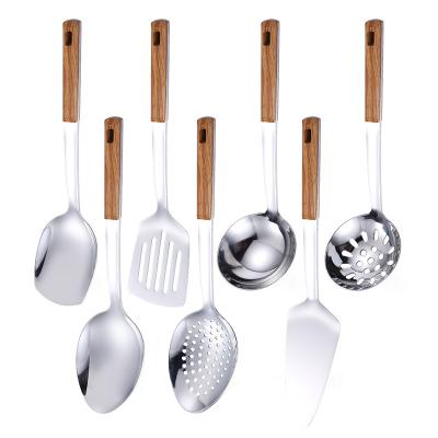 China Wholesale Hot Selling 7 Pcs Viable Custom Logo Kitchen Cooking Tools Spoon Wooden Utensils Set for sale