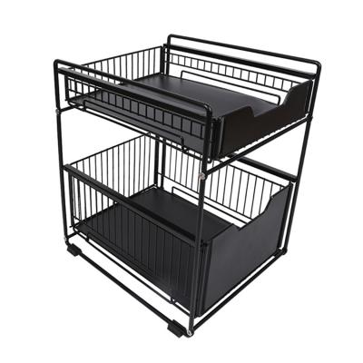 China Amazon Hit CLASSIC Slide-Out Storage Baskets With Handles Kitchen Sink Shelf Storage Rack For Space Saving for sale