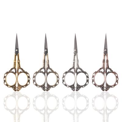 China Straight Nail Art Scissors Style Manicure Tool Gold Nail Scissors European Classic Silver Copper Sharp Tip Stainless Steel Right Handed Scissors for sale