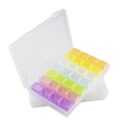 China Wholesale 28 Viable Grids Nail Salon Storage Box Plastic Clear Rhinestone Jewelry Decorations Storage Box for sale