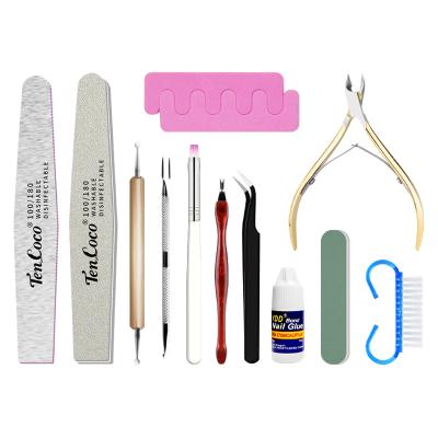 China 12pcs/set Personal Care Plastic Box Nail Salon Tools Professional Packing Manicure Pedicure Nail Art Tool Kit for sale