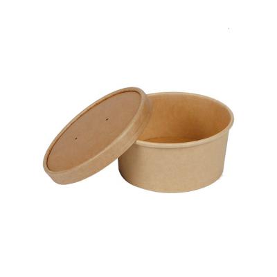 China Eco - Friendly Disposable Kraft Paper Disposable Bowl For Salad Soup Or Noodles Take To Go for sale