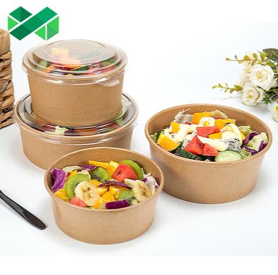 China Eco-freindly Craft Salad Bowl 500ml 1000ml Disposable Salad Cups Rolls for sale