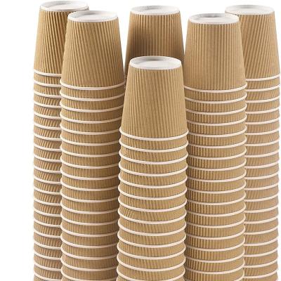 China 4oz Disposable Coffee Cup Ripple Espresso Hot and Cold Takeaway Drink Paper Cups Insulated Wall Corrugated Cups with Lids for sale