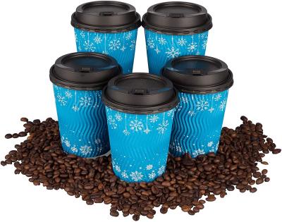 China Disposable Ripple Wall Coffee Cups Cardboard Eco Friendly Disposable Cup for sale