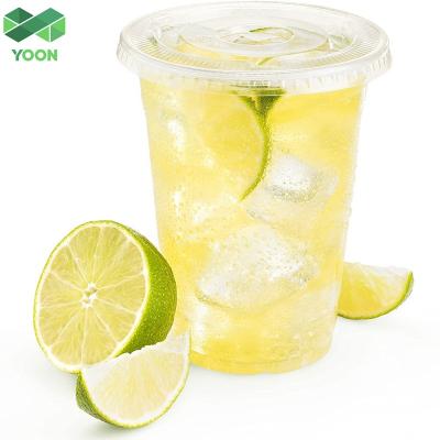 China Recyclable Disposable Cold Drink Cups With Flat Lids For Drink Smoothie Cold Water To Go Iced Coffee Tea for sale