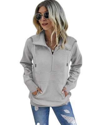 China New Fashion Anti-wrinkle New Autumn Color Casual Loose Long Sleeve Hoodie European and American Sound Female Pure Zipper Hooded Pullover for sale