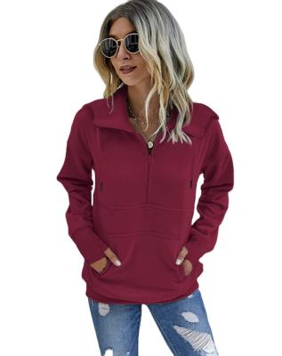 China 2022 European and American women's boutique new color anti-wrinkle hoodie long sleeve zipper sheer casual loose hoodie jacket for sale