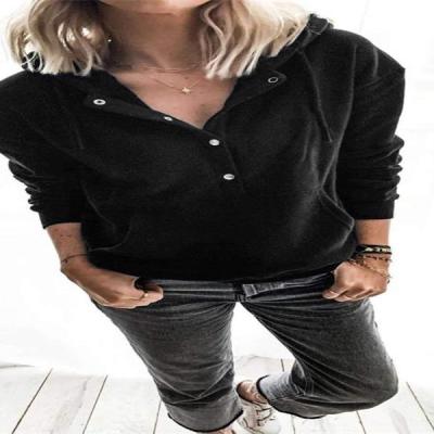 China Anti-wrinkle 2022 Europe and the United States women's cover loose hoodie wholesale news hooded button hooded main pocket drawstring for sale