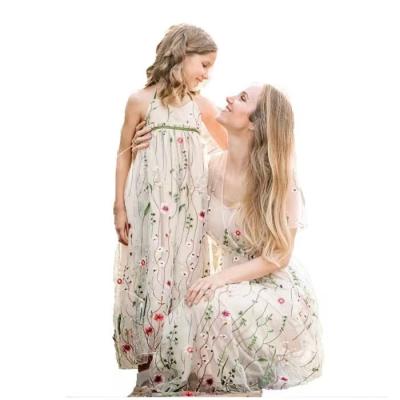 China Other Australia boutique parent-child clothing summer 2022 mother and daughter long dress chiffon printed british custom apparels new for sale