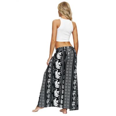 China 2021 new design Anti-wrinkle organic black women's casual wide leg pants printing hanging loose yoga pants wholesale Europe and Th for sale