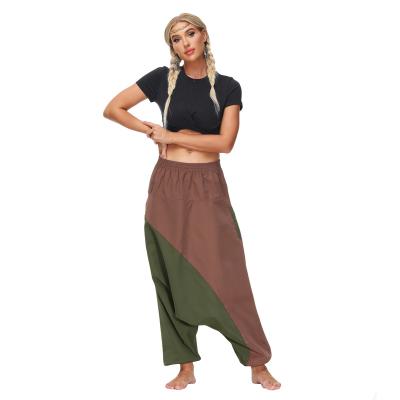 China 2021 khaki green women's style hip hop Anti-wrinkle organic women's print pants with crotch loose yoga pants wholesale sales in Europe and Th for sale