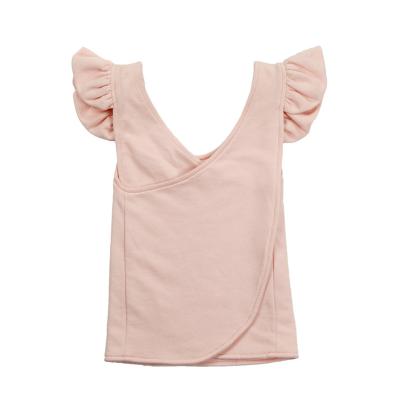 China 2021 Newly Designed High Quality Children's Clothing Eco-Friendly Sleeveless Wholesales New Pale Pink Organic Shirt T-shirt for sale