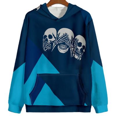 China Anti-Wrinkle Customized New Big Color Matching Skull Pocket Printed Terry Sweatshirts And Hoodies for sale