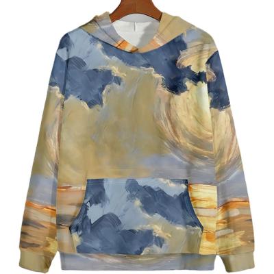 China Customized Link Parride Dyed Large Graffiti Printed Terry Pocket Pullover Sweatshirts And Hoodies for sale