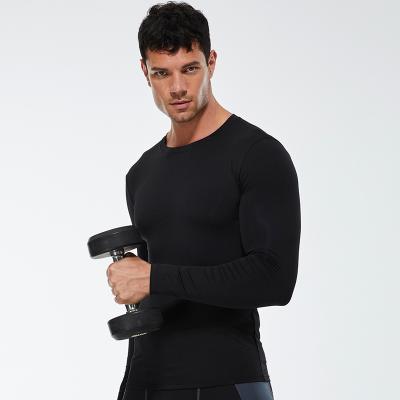 China Breathable Pure Color Stretch Quick-Drying Long Sleeve Top Slim Fit Men's Long Sleeve Fitness Sport Tops for sale