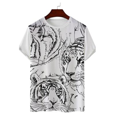 China Anti-Shrink Customize Digital Tiger Print Short Sleeve O-Neck Pullover Netting T-Shirts for sale