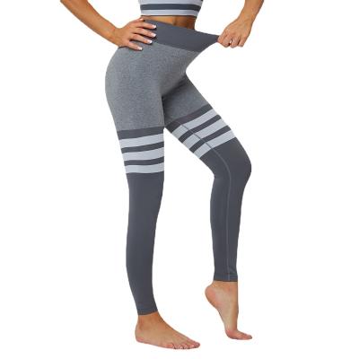 China Breathable Striped Quick Dry Seamless Stretching Nylon Fabric For Active Wear Women Gaiters Yoga Pants for sale