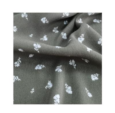 China Wrinkle Resistant 47% Viscose Rayon Viscose Rayon Fabric Woven Fabric Printed Woven White Flowers 53% Small On Medium Weight Blackish Green for sale