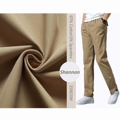 China Eco-friendly wholesale fabrics 97% cotton 3% elastane cotton spandex twill organic fabric for pants for sale