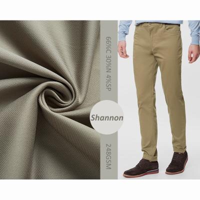 China Eco-friendly Eco-friendly Nylon Textile 66%Cotton Spandex Nylon Spandex 30% 4% Nylon Spandex Bottom Weight Fabric for sale