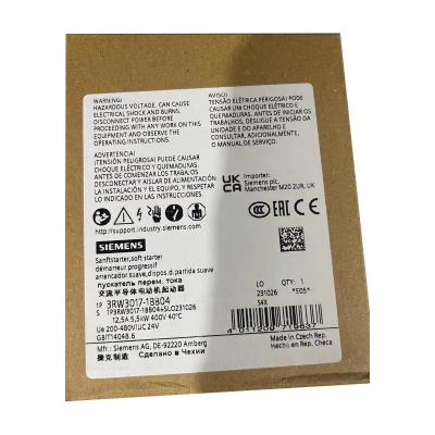 중국 시멘스 3RW3017-1BB04 시리우스 소프트 스타터 S00 12.5 A, 5.5 KW/400 V, 40 °C 200-480 V AC, 24 V AC/DC 나사 터미널 판매용