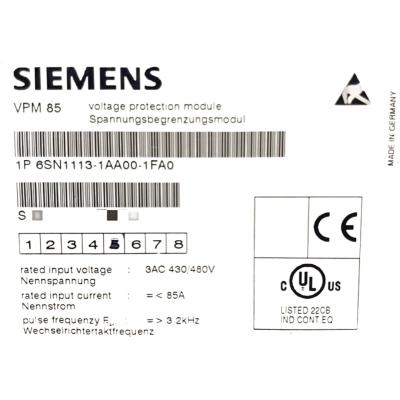 Cina SIEMENS 6SN1113-1AA00-1FA0 MODULO protetto dalla tensione 85A SIMODRIVO VPM 85, MODULO PROTETTO dalla tensione, 85A in vendita