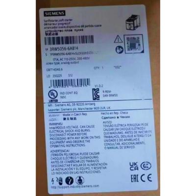 China SIEMENS 3RW5056-6AB14 SIRIUS SOFT STARTER 200-480 V 171 A, 110-250 V AC SCREW TERMINALS ANALOG OUTPUT zu verkaufen