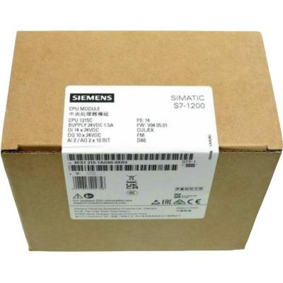 China SIEMENS 6ES7215-1AG40-0XB0 SIMATIC S7-1200, CPU 1215C, COMPACT CPU, DC/DC/DC, 2 PROFINET PORTS, ONBOARD I/O: 14 DI 24 V DC; 10 DO 24 V DC; 0.5 A; 2 AI 0-10 V DC, 2 AO 0-20 MA DC, POWER SUPPLY: DC 20.4 for sale