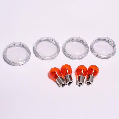 China Clear 4 X Lens Turn Signal Light Cover With Bulb For Harley Sportster 883 1200 XL Glide Dyna Fatboy Road King AB12 for sale