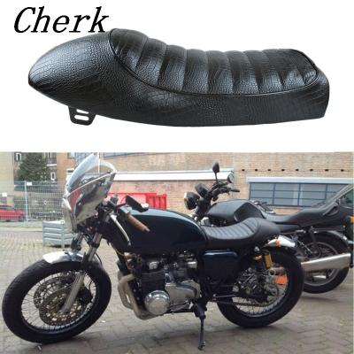 China Universal Vintage Black Motorcycle Seat Cafe Racer Saddle Crocodile Faux Leather Retro For Honda CB CL CG125 CB200 CB350 CB400 CB500 CB750 for sale